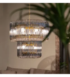 Lampa wisząca CELINK 80 cm złoto szara