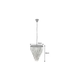 Lampa wisząca CRYSTAL 50 cm czarne szkło pryzmaty szare