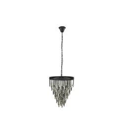 Lampa wisząca CRYSTAL 50 cm czarne szkło pryzmaty szare