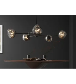 Lampa wisząca LIQUID DIAMOND 5 kloszy szkło dymione