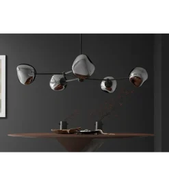 Lampa wisząca LIQUID DIAMOND 5 kloszy szkło dymione