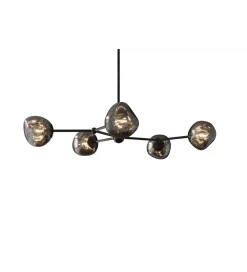 Lampa wisząca LIQUID DIAMOND 5 kloszy szkło dymione