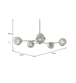 Lampa wisząca LIQUID DIAMOND 5 kloszy szkło dymione