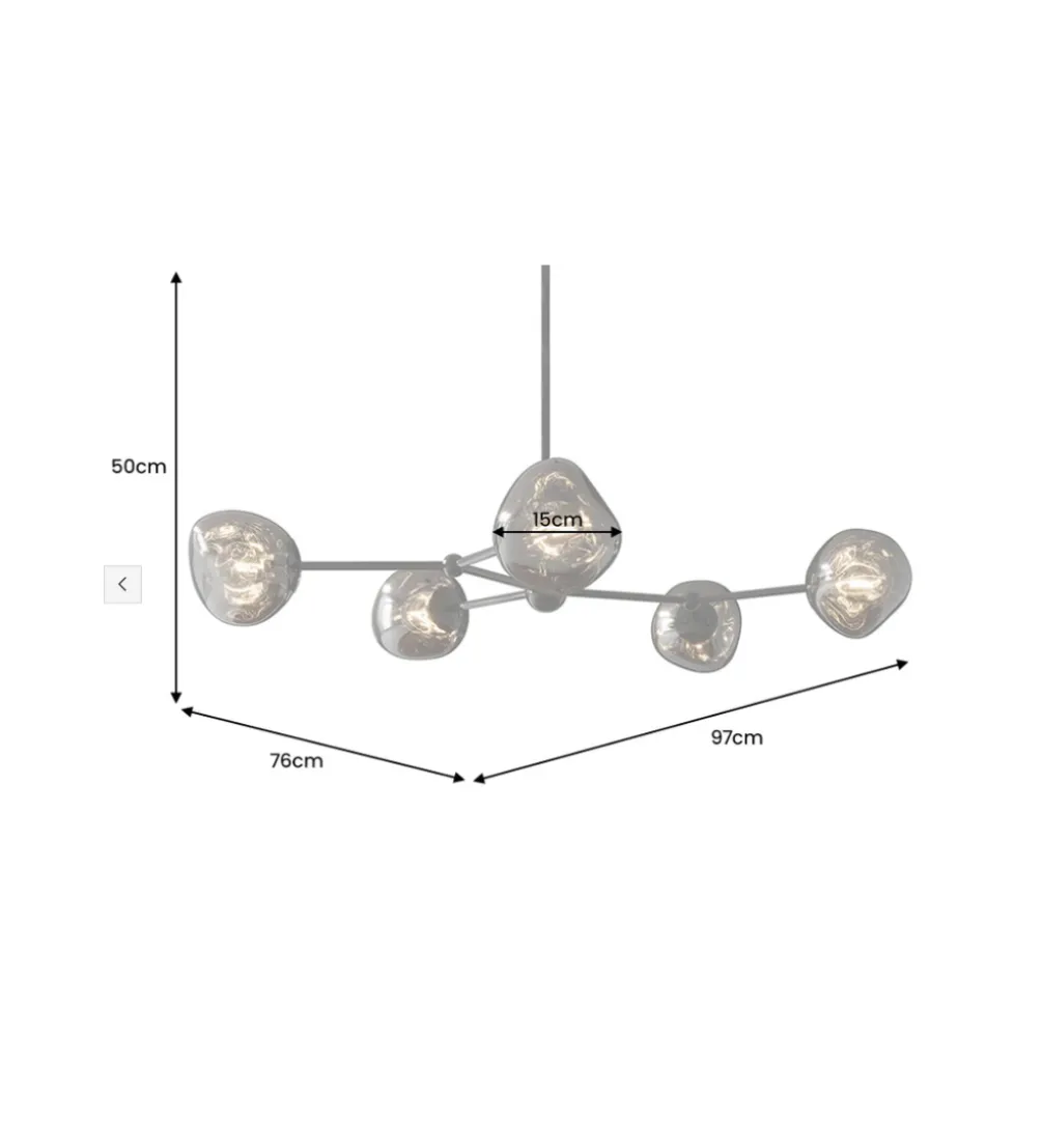 Lampa wisząca LIQUID DIAMOND 5 kloszy szkło dymione