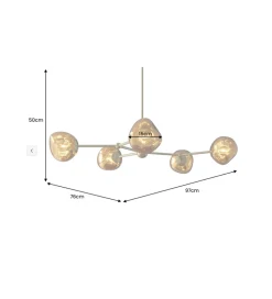 Lampa wisząca LIQUID DIAMOND 5 kloszy szkło złoty