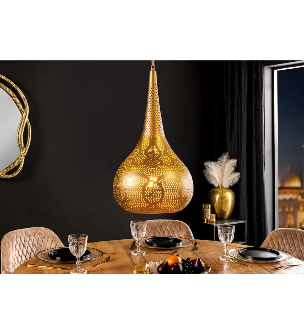 Lampa wisząca ORIENT LIVING 50 cm ze złotym dekorem