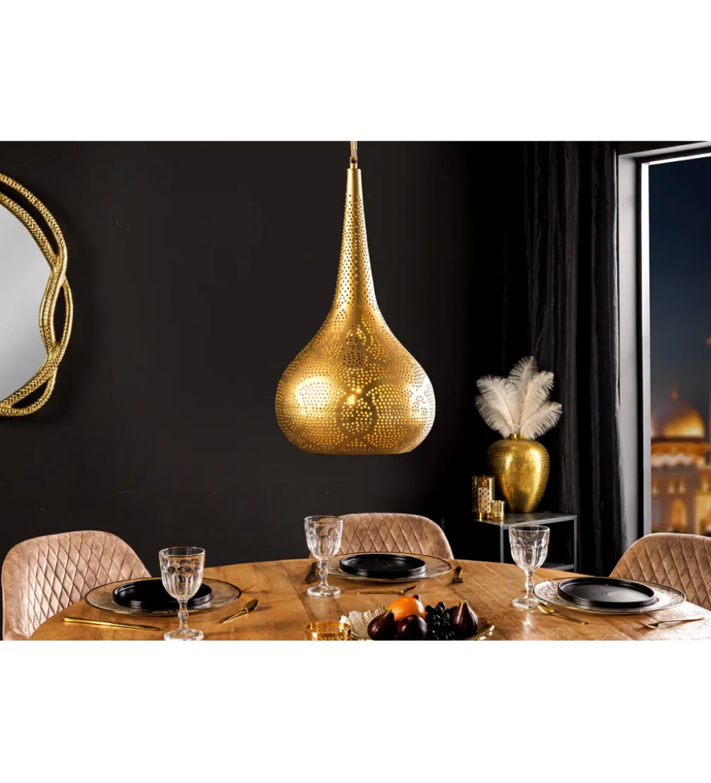 Lampa wisząca ORIENT LIVING 50 cm ze złotym dekorem