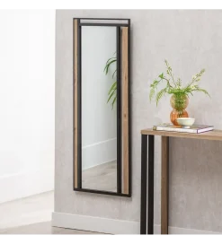 Lustro wiszące NAGATARO 45 x 100 cm czarne naturalne