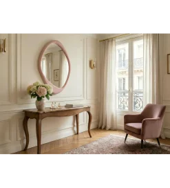 Lustro wiszące ORGANIC 90 cm różowe