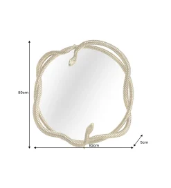 Lustro wiszące SNAKE XL 85 cm złote z elementem dekoracyjnym w kształcie węża