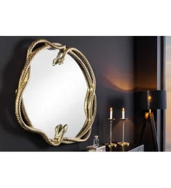 Lustro wiszące SNAKE XL 85 cm złote z elementem dekoracyjnym w kształcie węża