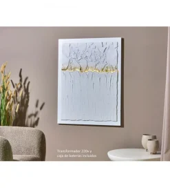 Obraz abstrakcyjny OLEO 90 x 120 cm biało złoty