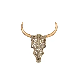 Ozdoba ścienna EXOTIC BULL 57 cm drewno mango złoto