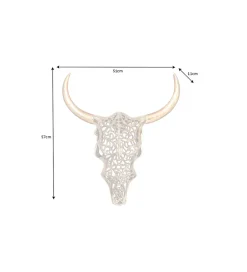 Ozdoba ścienna EXOTIC BULL 57 cm drewno mango złoto