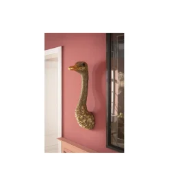 Ozdoba ścienna OSTRICH 18 x 71 cm złota