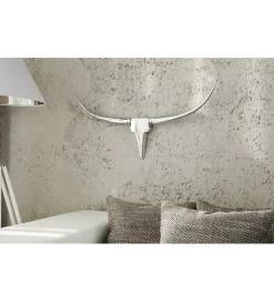 Ozdoba ścienna rogi Bull 75 cm srebrne