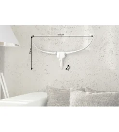 Ozdoba ścienna rogi Bull 75 cm srebrne