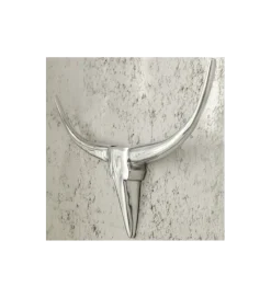 Ozdoba ścienna rogi Bull 75 cm srebrne