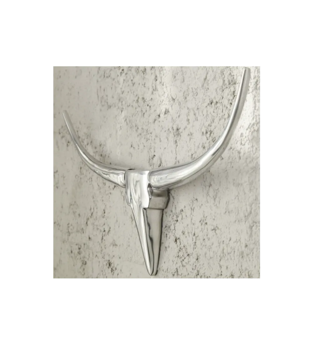 Ozdoba ścienna rogi Bull 75 cm srebrne