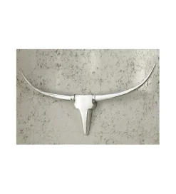 Ozdoba ścienna rogi Bull 75 cm srebrne