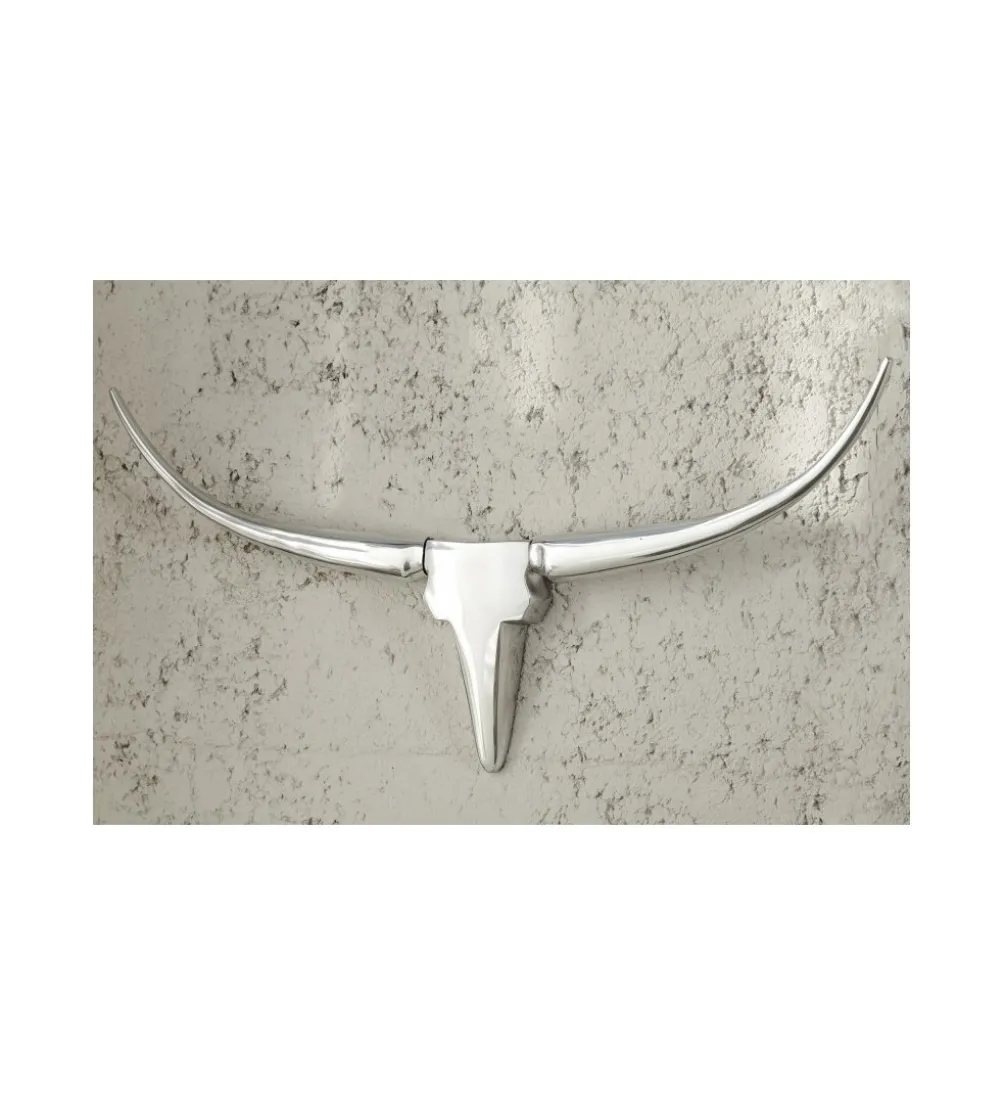 Ozdoba ścienna rogi Bull 75 cm srebrne