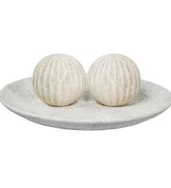 Ozdoba RUSTIC 12 cm ceramiczna kula biała