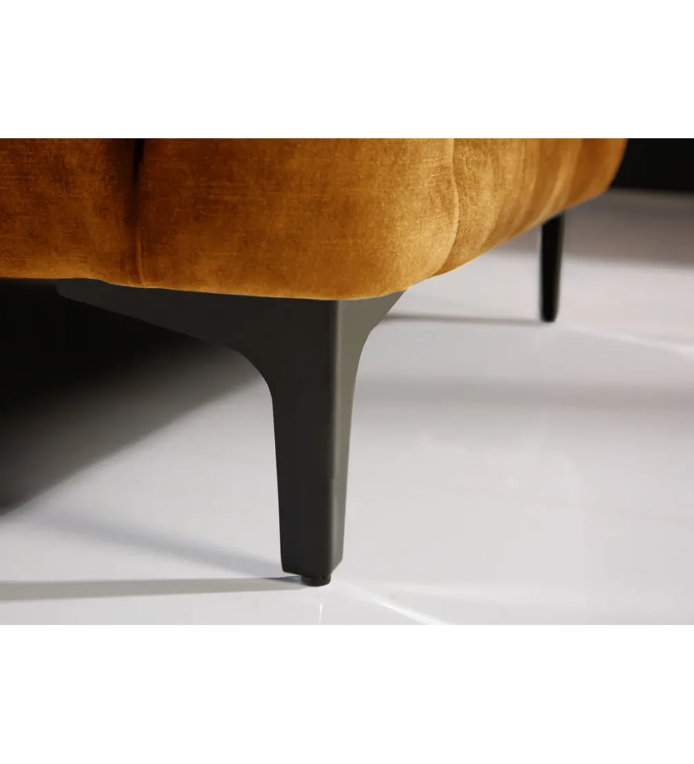 Pufa MODERN BAROCK 90 cm aksamitny musztardowo żółty