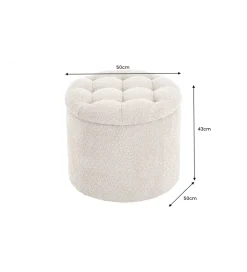 Pufa MODERN BAROCK STORAGE 50 cm bouclé kolor szampański