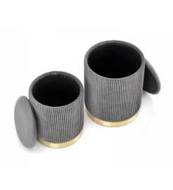 Pufa MONTY set 2 ciemnoszara