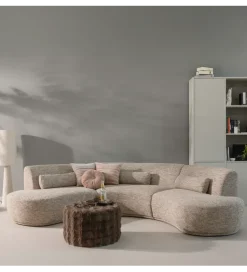 Pufa OLVEN 60 cm puchata brązowa