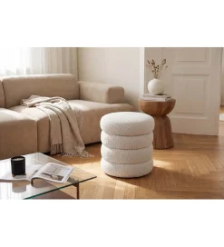 Pufa VOGUE 40 cm z schowkiem boucle biała