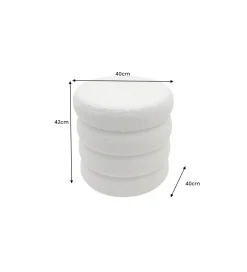 Pufa VOGUE 40 cm z schowkiem boucle biała