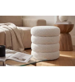 Pufa VOGUE 40 cm z schowkiem boucle biała
