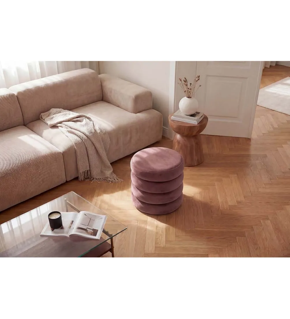 Pufa VOGUE 40 cm z schowkiem welwet różowa