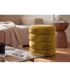 Pufa VOGUE 40 cm z schowkiem welwet musztardowa