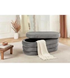 Pufa VOGUE 85 cm z schowkiem welwet szara