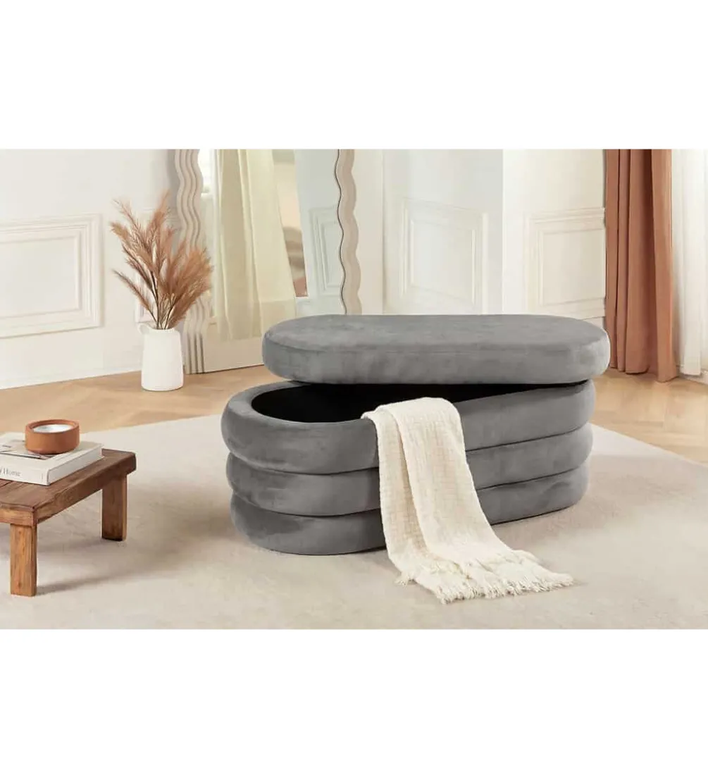 Pufa VOGUE 85 cm z schowkiem welwet szara