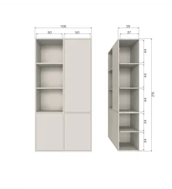 Regał MEGGY 108 cm drewno sosny szary prawostronny