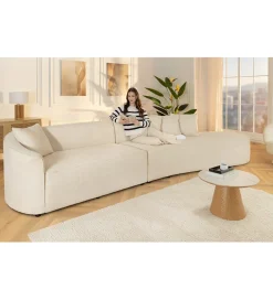 Sofa ATELIER L 330 cm 3-osobowa bouclé beżowa
