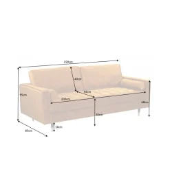 Sofa CANIS 220 cm musztardowo - żółta