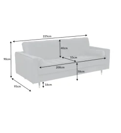 Sofa CANIS Velvet 225 cm szary aksamit
