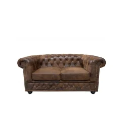 Sofa Chesterfield antyczny brąz