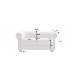 Sofa dwuosobowa ROCHESTER Chesterfield 150 cm beżowa