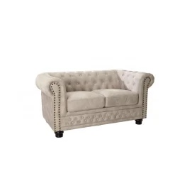Sofa dwuosobowa ROCHESTER Chesterfield 150 cm beżowa
