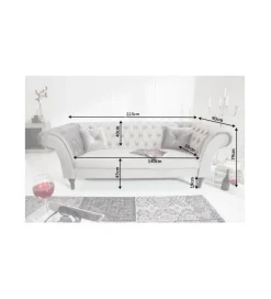 Sofa Euphoria 225 cm srebrno szara