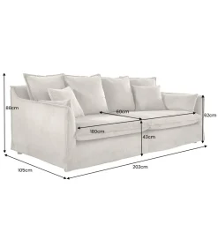 Sofa HEAVEN 200 cm cord greige