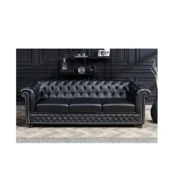 Sofa RONNI Chesterfield 205 cm czarna