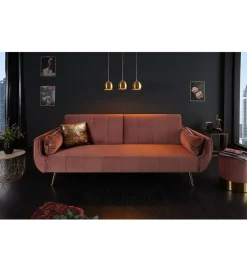 Sofa rozkładana BELLA 215 cm różany aksamit Puella