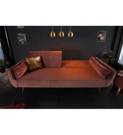 Sofa rozkładana BELLA 215 cm różany aksamit Puella
