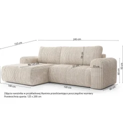 Sofa rozkładana KIOTO 245 cm z funkcją spania